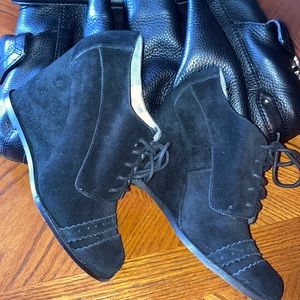 Vince Camuto Black Wedge Suede Booties